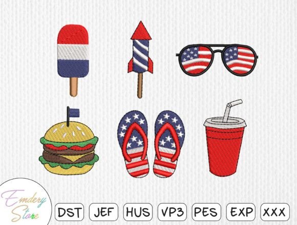 4th of July Embroidery Design Set