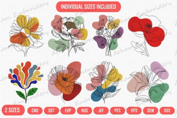 Abstract Floral Bloom Embroidery Bundle