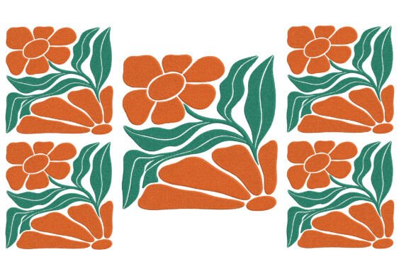 Abstract Flowers Embroidery Design
