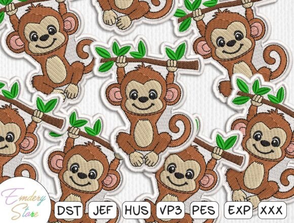 Baby Monkey Patch Embroidery File