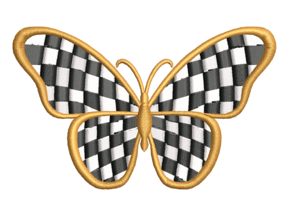 Checkered Butterfly Embroidery