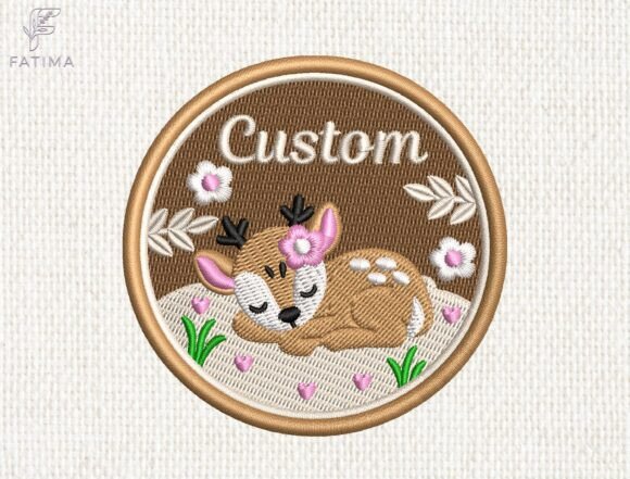 Custom Deer Patch Embroidery Design