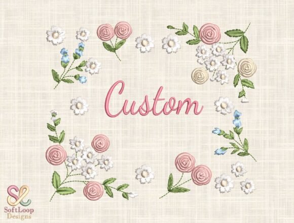 Custom Floral Name Embroidery Design