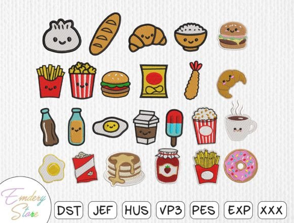 Cute Food Embroidery Bundle