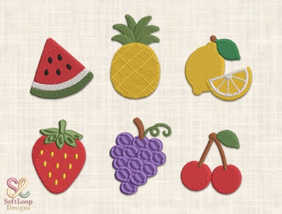 Cute Fruit Embroidery Design Bundle