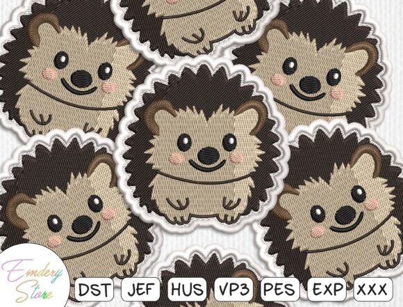Cute Hedgehog Patch Embroidery Design