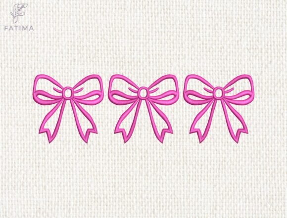 Cute Pink Bow Embroidery Design