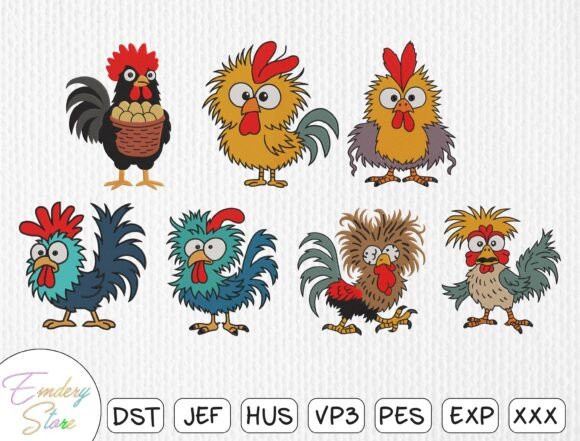 Funny Chicken Embroidery Design Bundle