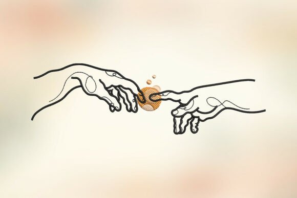 God Hands Earth Embroidery Design