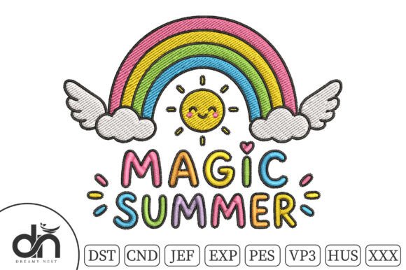 Magic Summer Rainbow Sun Embroidery