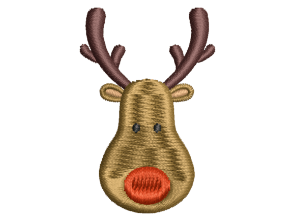 Minimal Reindeer Face Embroidery