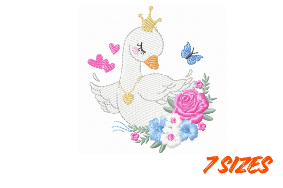 Princess Swan Floral Embroidery Art