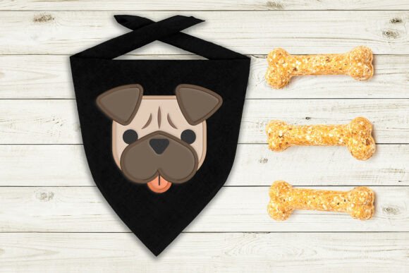 Pug Face Dog Applique Embroidery