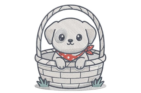 Puppy in Basket Embroidery