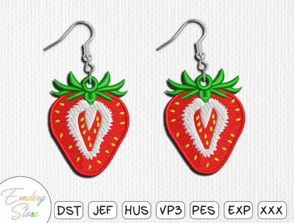 Strawberry Earrings Embroidery Design