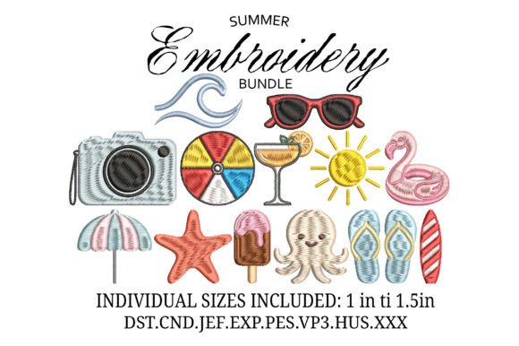 Summer Icons Embroidery Design