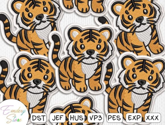 Tiger Patch Embroidery Design