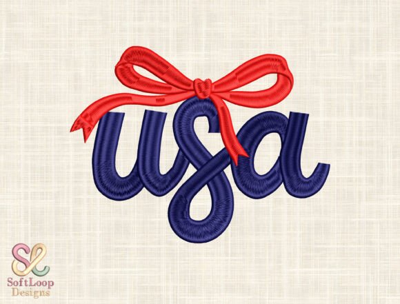 USA Bow Embroidery Design