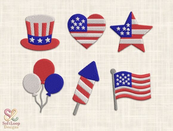 USA Patriotic Embroidery Bundle
