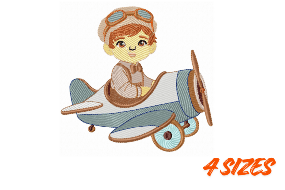 Vintage Aviator Boy Embroidery Design