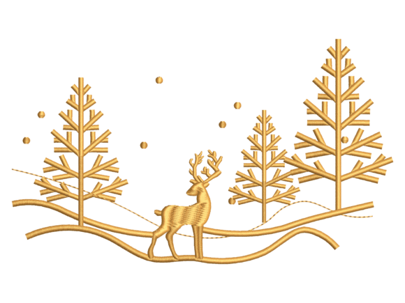 Winter Deer Forest Embroidery